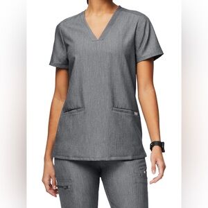 FIGS Women's Casma Graphite Heather Gray Three Pocket Scrub Top Size Medium